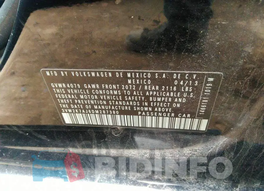 3VW2K7AJ6DM287380 Photo# 9