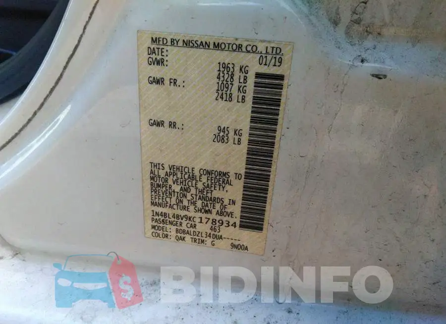 1N4BL4BV9KC178934 Photo# 9