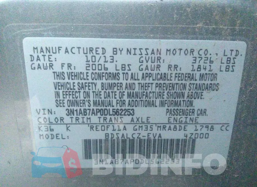 3N1AB7AP0DL562253 Photo# 9