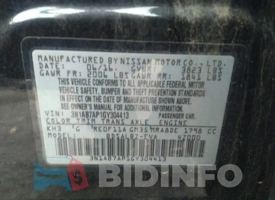 3N1AB7AP1GY304413 Photo# 9