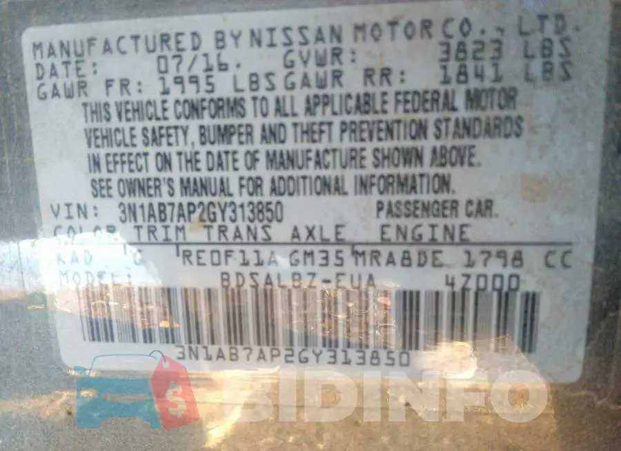3N1AB7AP2GY313850 Photo# 9