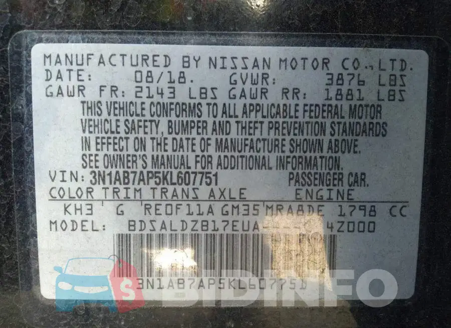 3N1AB7AP5KL607751 Photo# 9