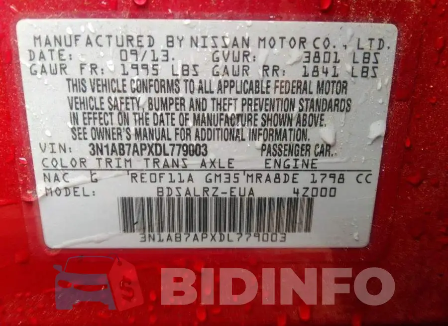 3N1AB7APXDL779003 Photo# 9