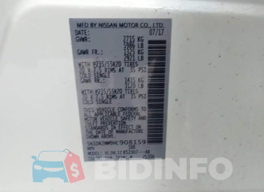 5N1DR2MM9HC908159 Photo# 9
