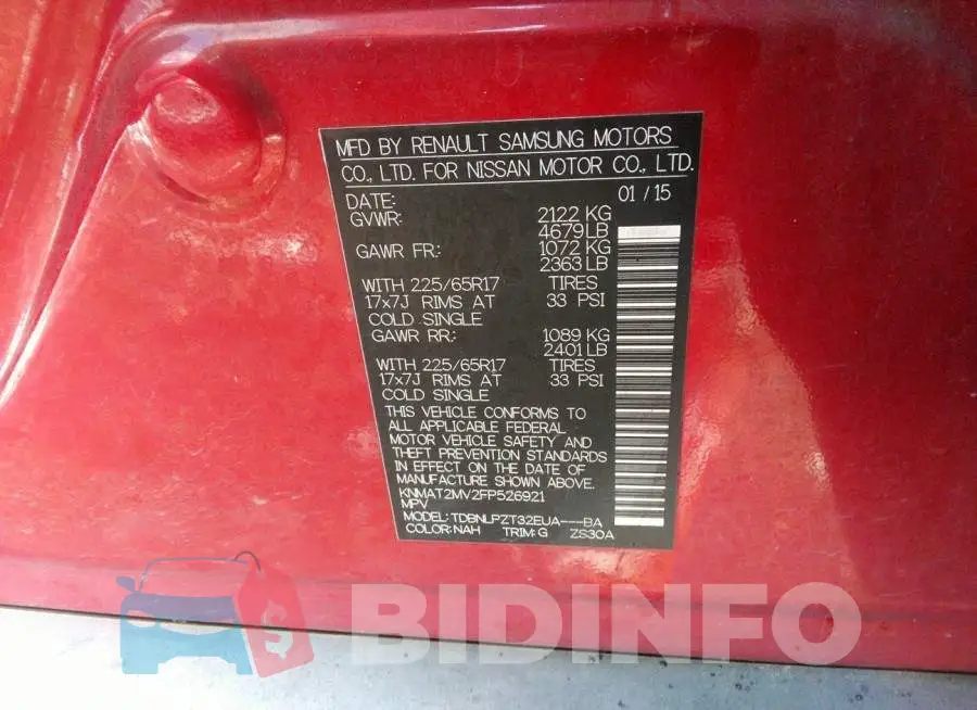 KNMAT2MV2FP526921 Photo# 9