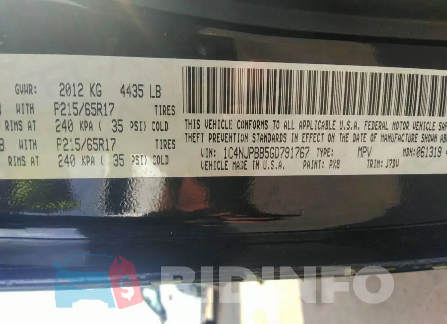 1C4NJPBB5GD791767 Photo# 9