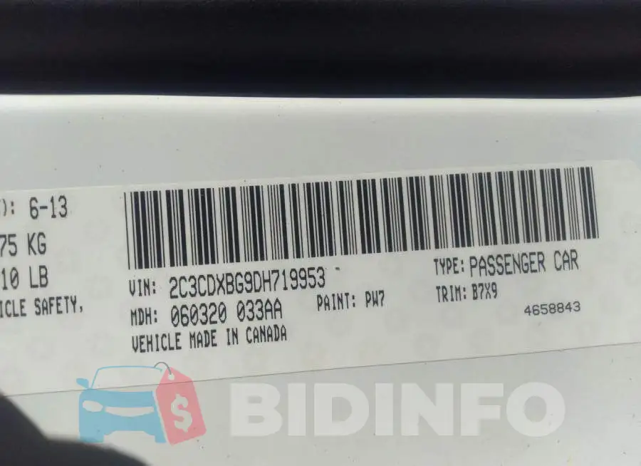 2C3CDXBG9DH719953 Photo# 9