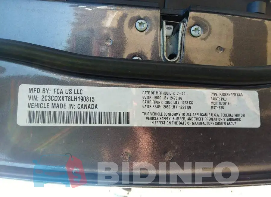 2C3CDXKT8LH190815 Photo# 9