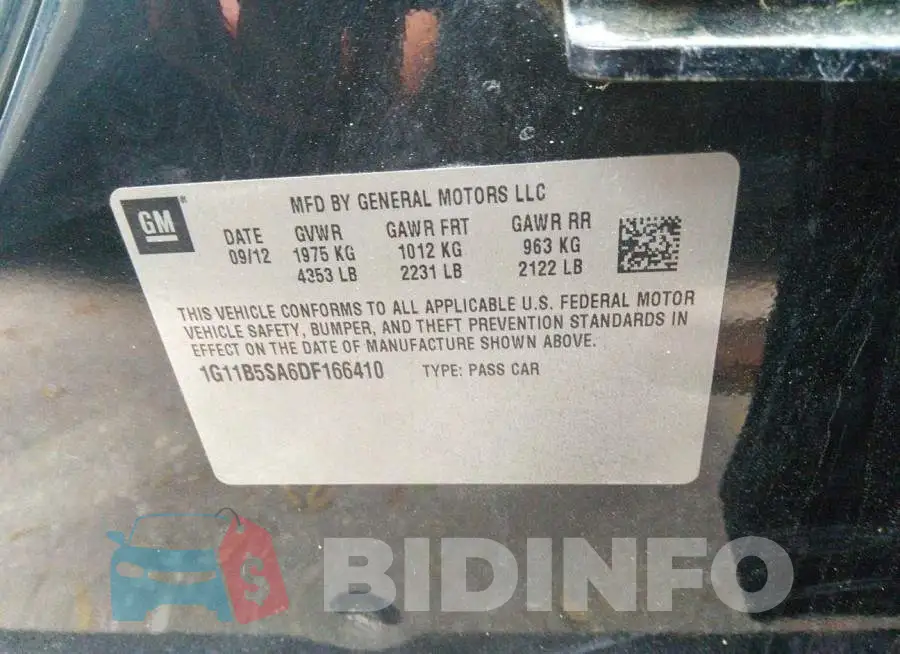 1G11B5SA6DF166410 Photo# 9