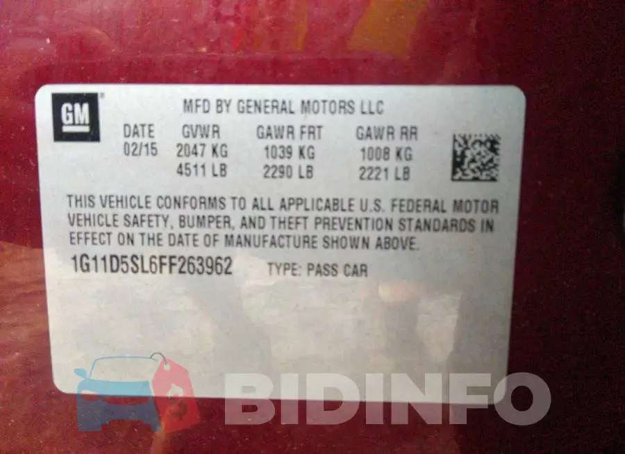 1G11D5SL6FF263962 Photo# 9