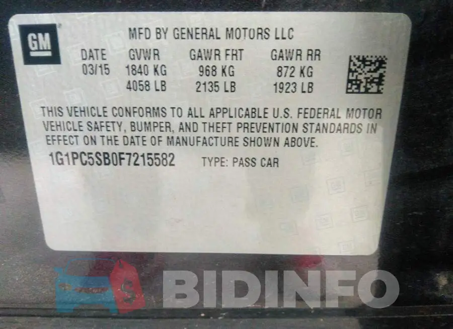 1G1PC5SB0F7215582 Photo# 9