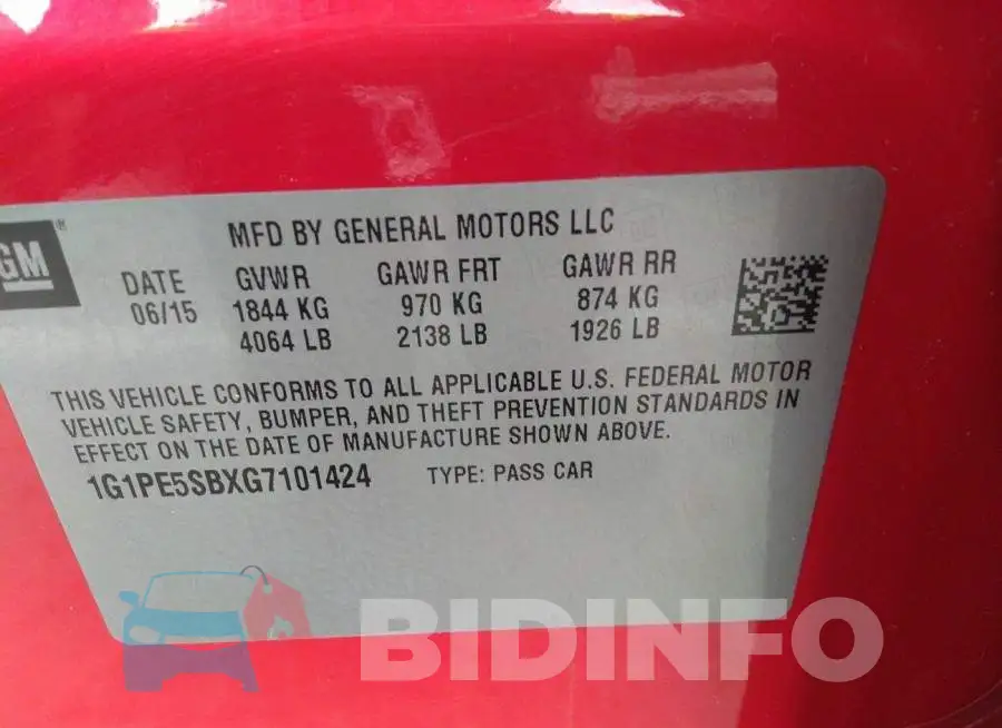 1G1PE5SBXG7101424 Photo# 9