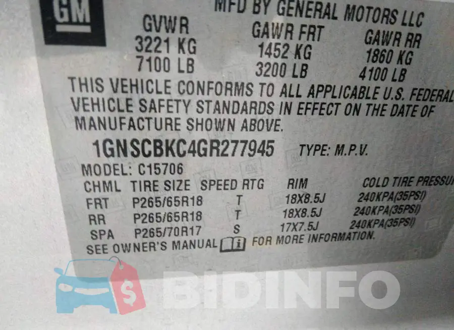 1GNSCBKC4GR277945 Photo# 9