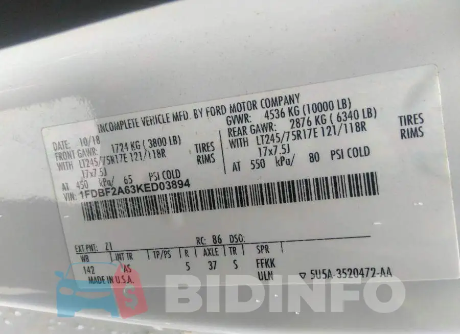 1FDBF2A63KED03894 Photo# 9