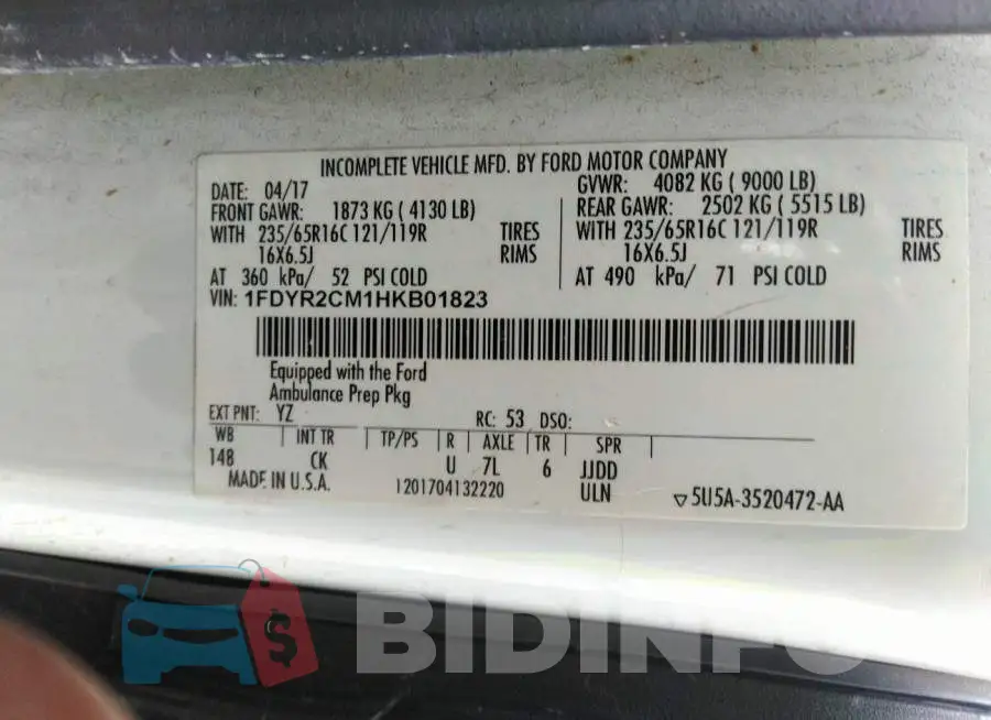1FDYR2CM1HKB01823 Photo# 9