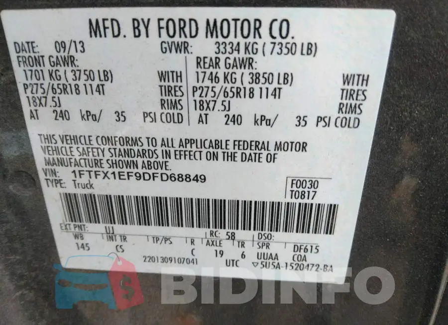 1FTFX1EF9DFD68849 Photo# 9