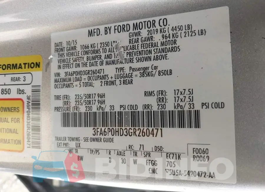 3FA6P0HD3GR260471 Photo# 9