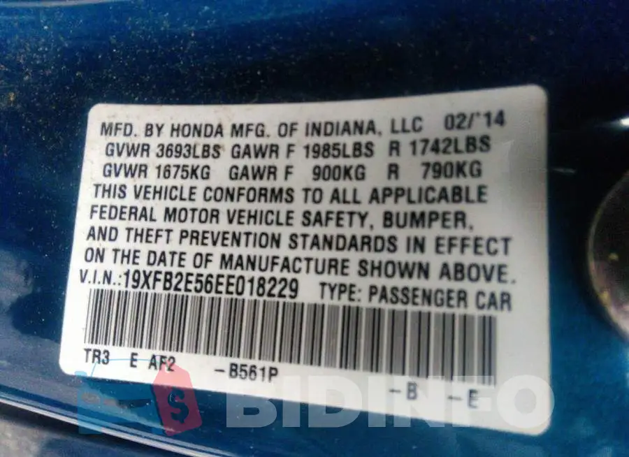 19XFB2E56EE018229 Photo# 9