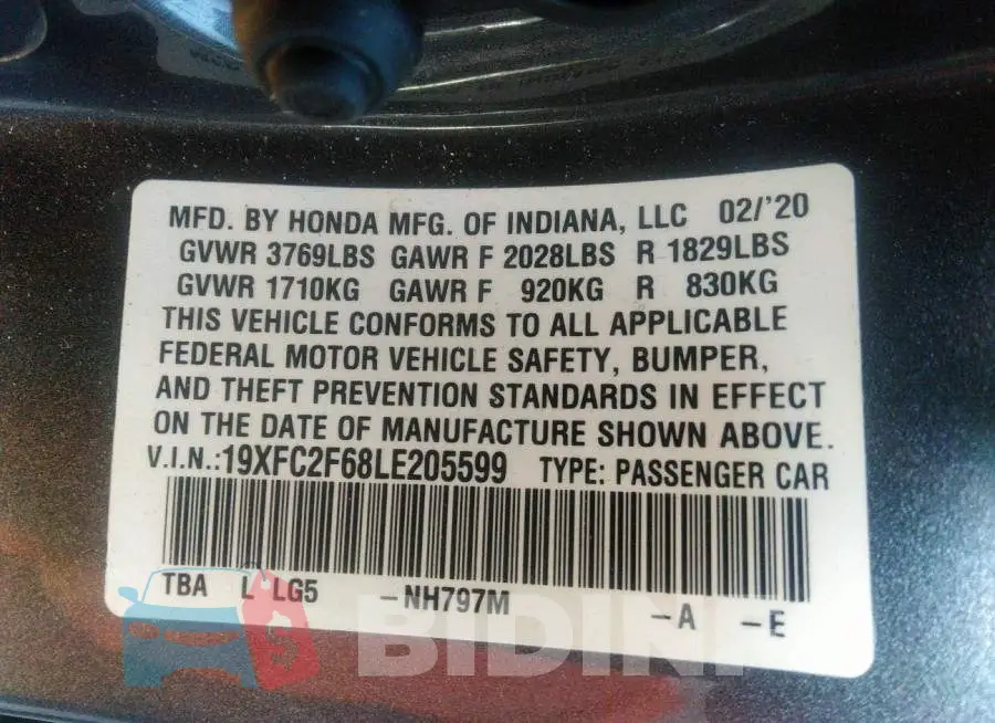 19XFC2F68LE205599 Photo# 9