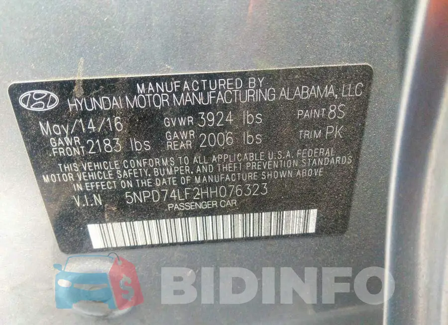 5NPD74LF2HH076323 Photo# 9