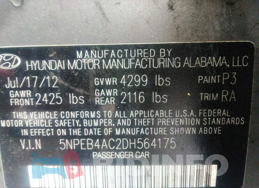 5NPEB4AC2DH564175 Photo# 9