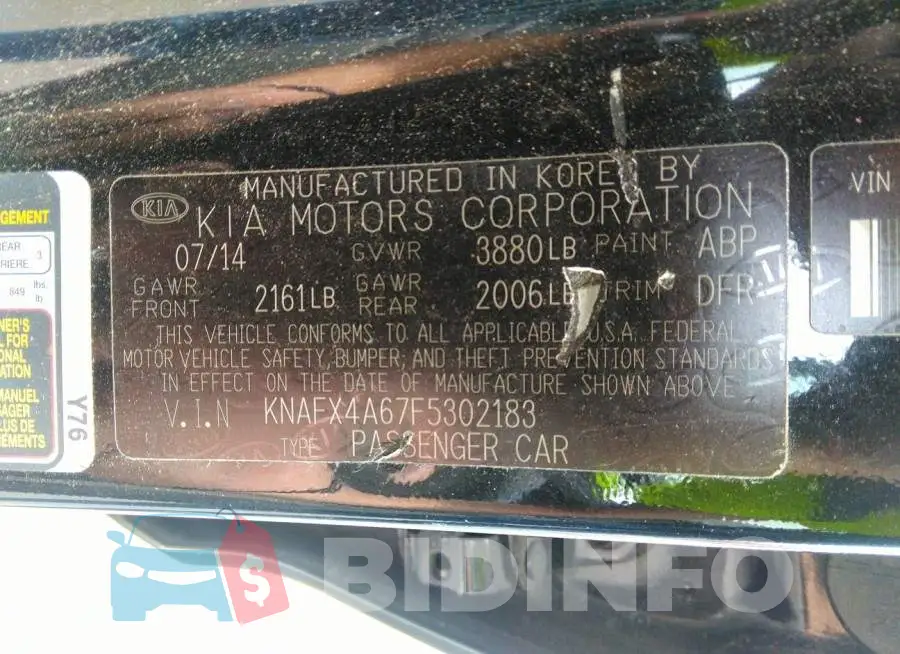 KNAFX4A67F5302183 Photo# 9