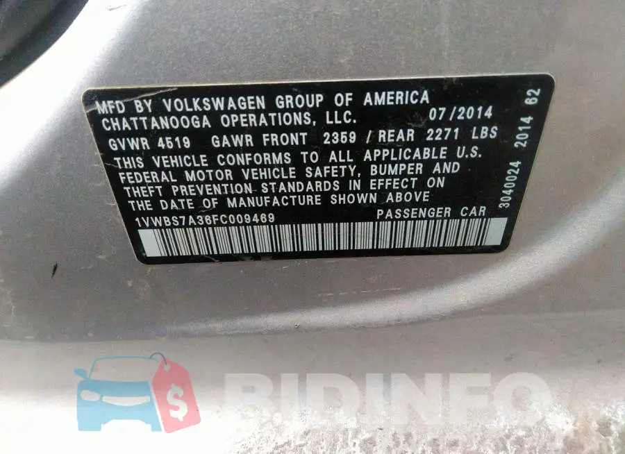 1VWBS7A36FC009469 Photo# 9