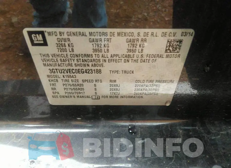 3GTU2VEC0EG423188 Photo# 9