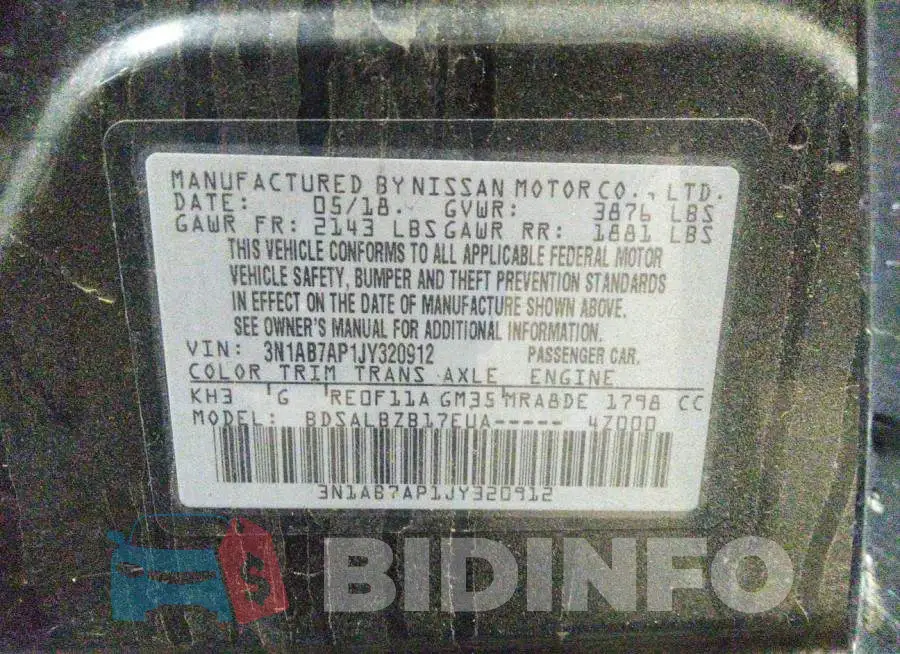 3N1AB7AP1JY320912 Photo# 9