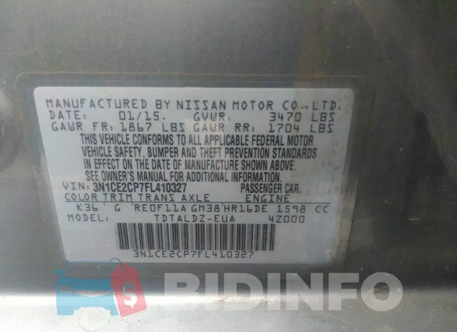 3N1CE2CP7FL410327 Photo# 9