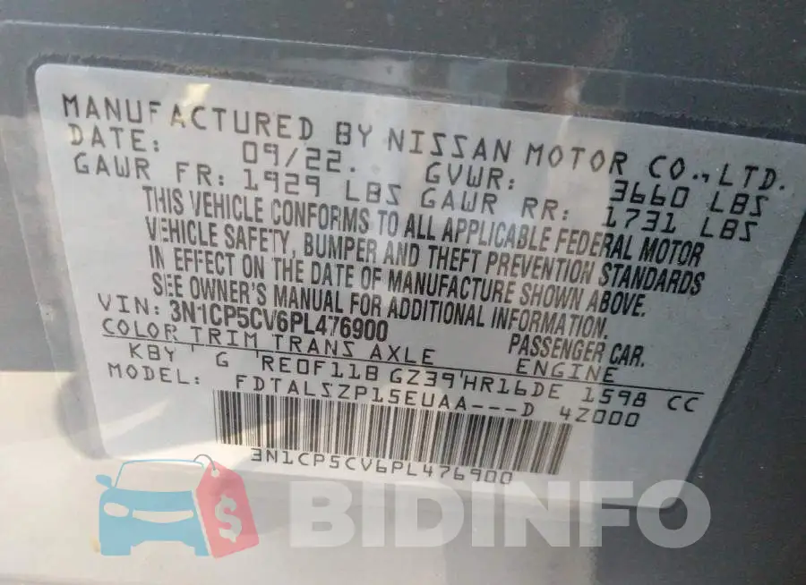 3N1CP5CV6PL476900 Photo# 9