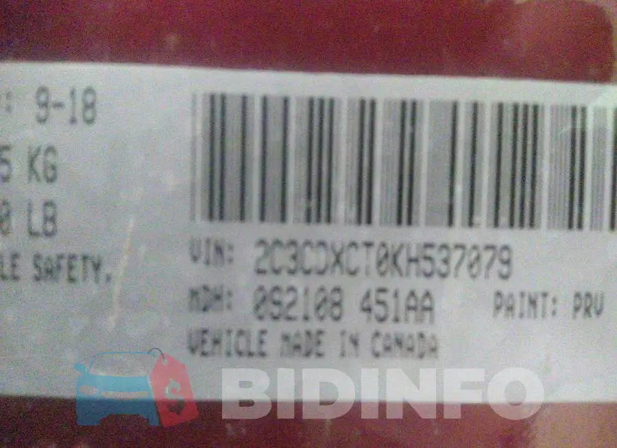 2C3CDXCT0KH537079 Photo# 9