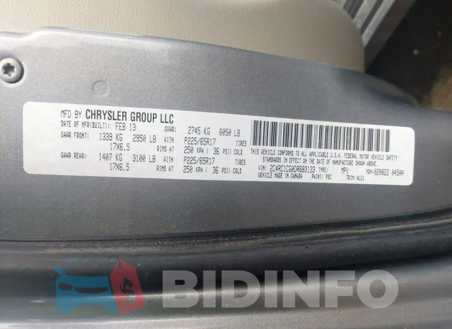 2C4RC1CG0DR683133 Photo# 9