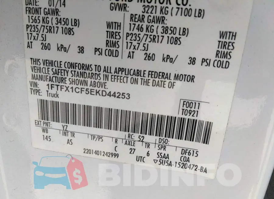 1FTFX1CF5EKD44253 Photo# 9
