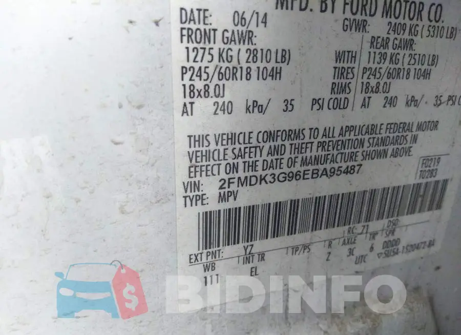 2FMDK3G96EBA95487 Photo# 9