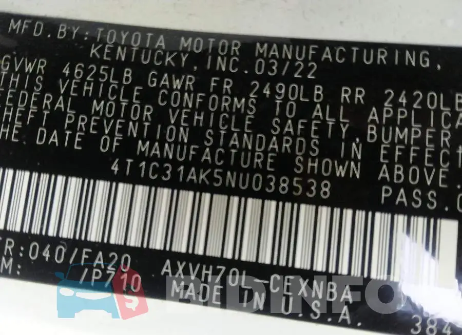4T1C31AK5NU038538 Photo# 9