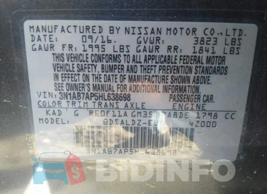 3N1AB7AP5HL638698 Photo# 9