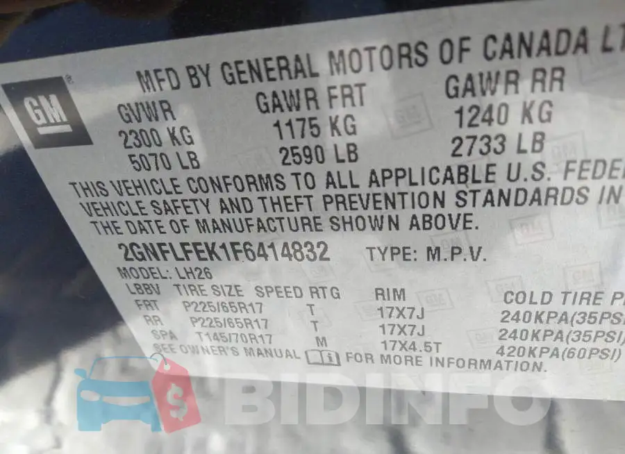 2GNFLFEK1F6414832 Photo# 9