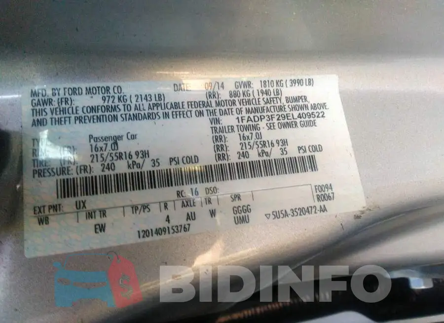 1FADP3F29EL409522 Photo# 9
