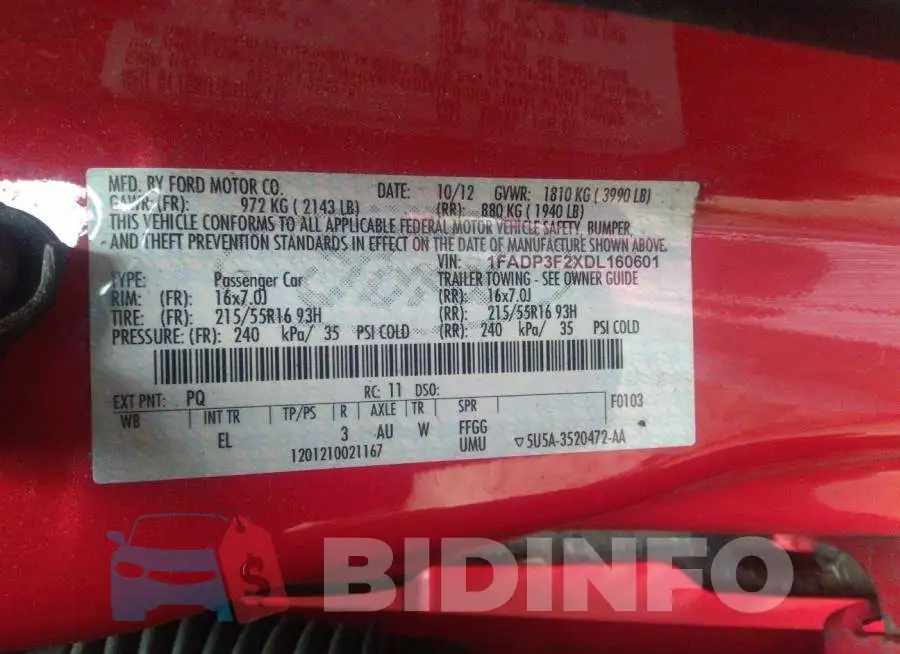 1FADP3F2XDL160601 Photo# 9