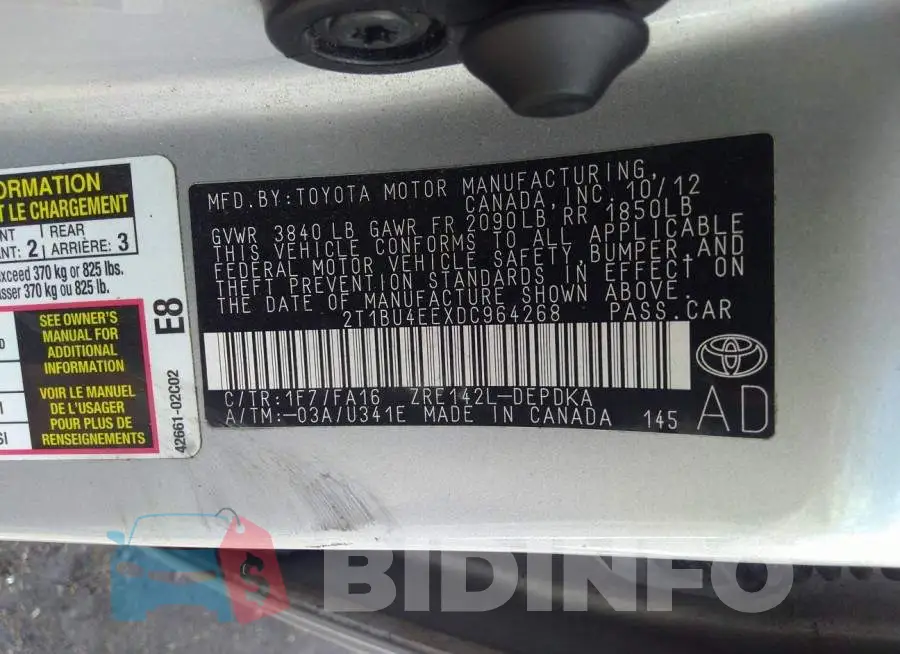 2T1BU4EEXDC964268 Photo# 9