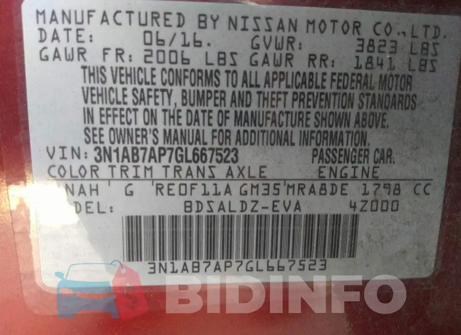 3N1AB7AP7GL667523 Photo# 9