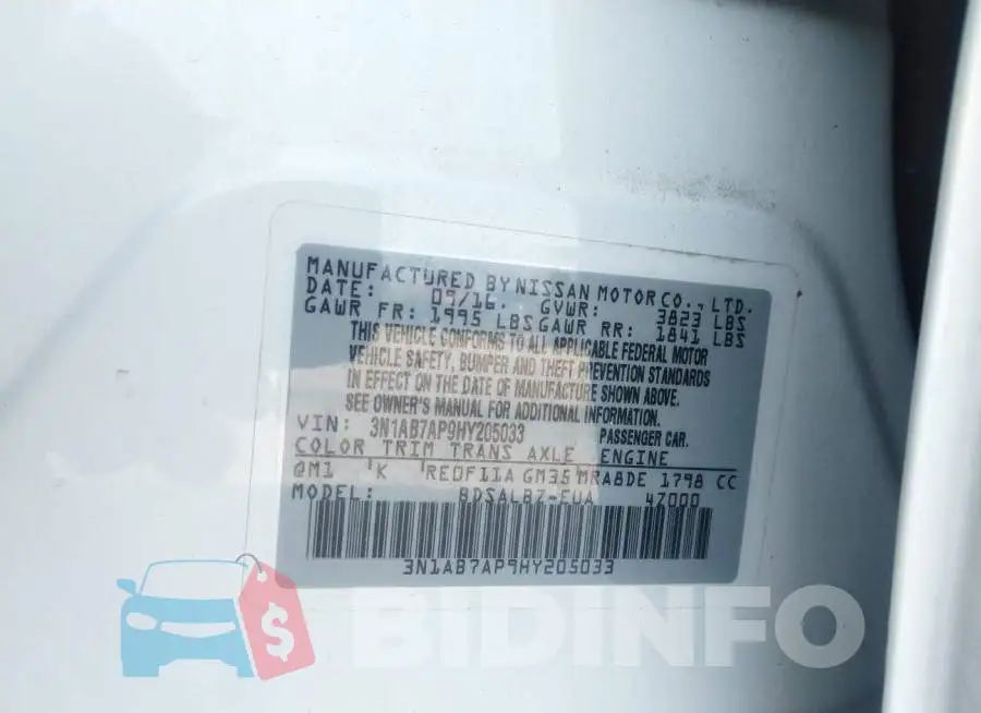 3N1AB7AP9HY205033 Photo# 9