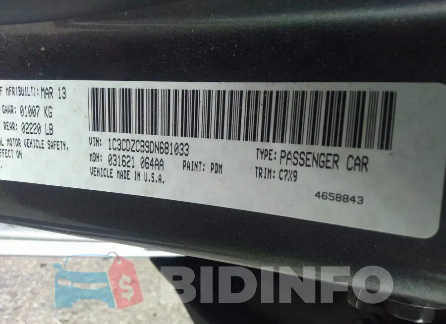1C3CDZCB9DN681033 Photo# 9