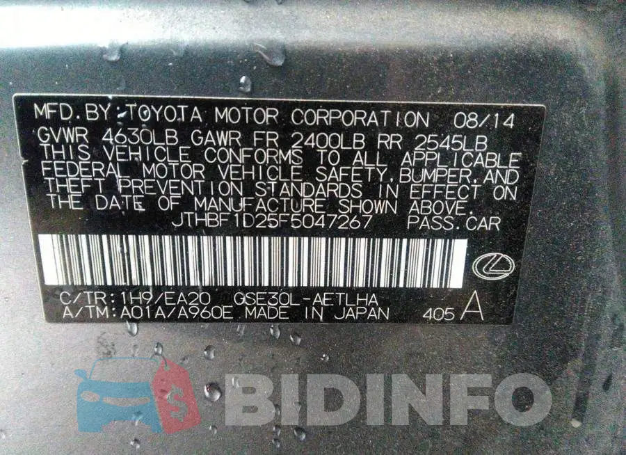 JTHBF1D25F5047267 Photo# 9