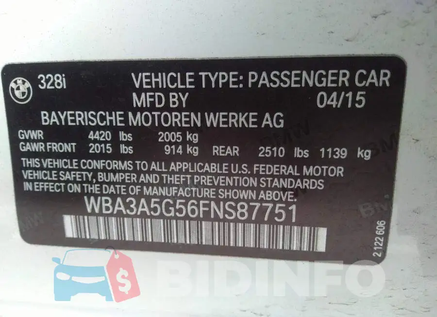 WBA3A5G56FNS87751 Photo# 9
