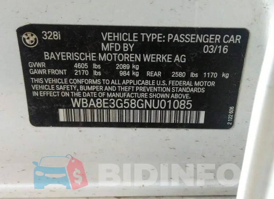 WBA8E3G58GNU01085 Photo# 9