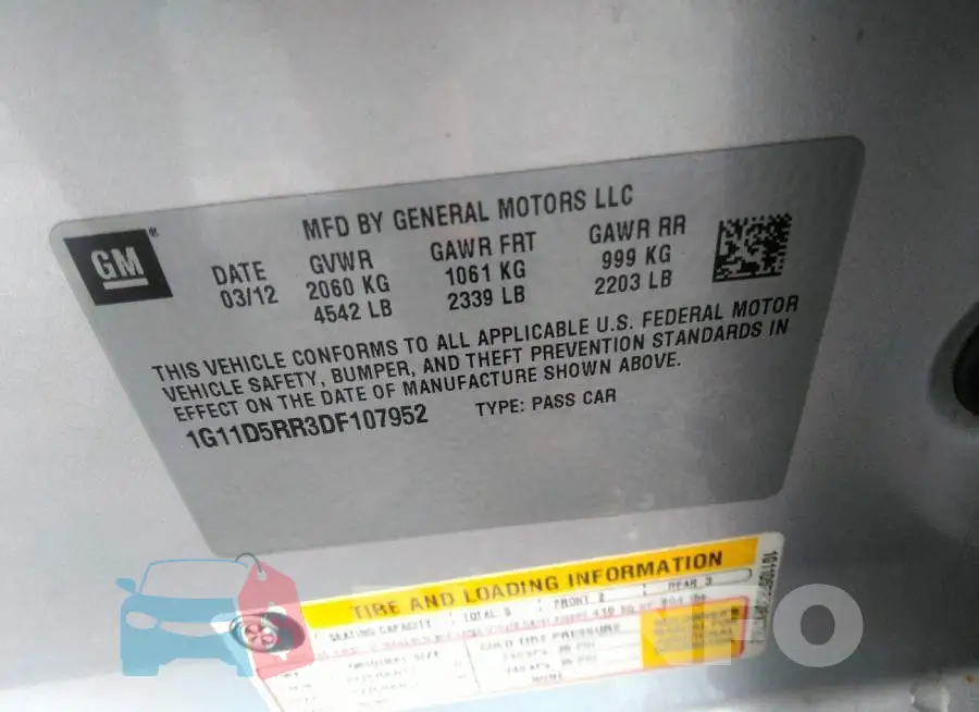 1G11D5RR3DF107952 Photo# 9
