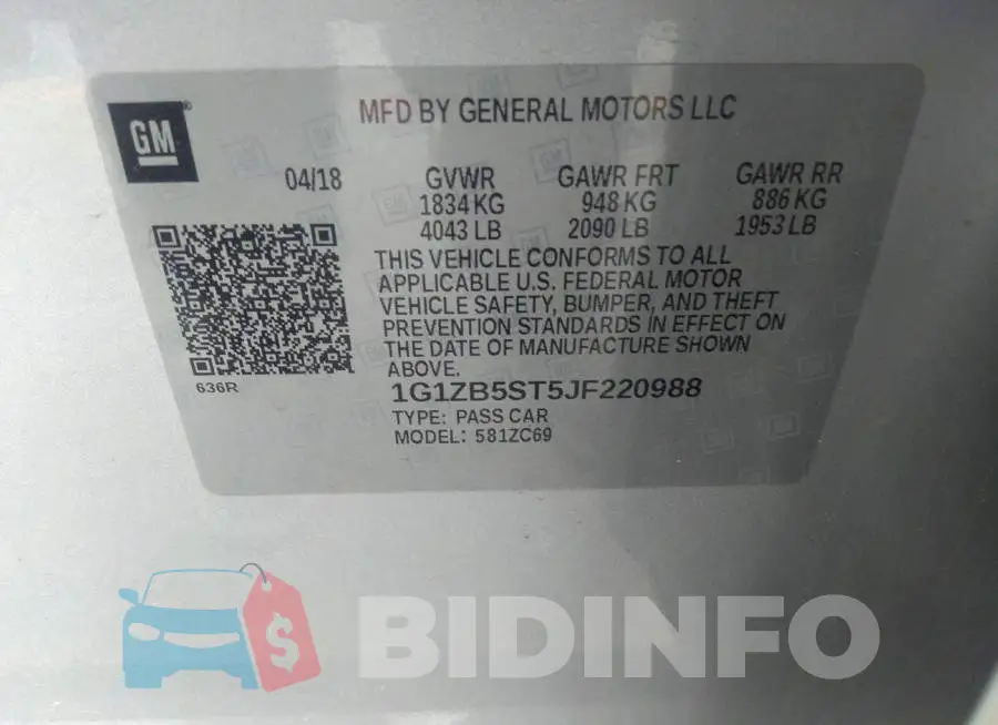 1G1ZB5ST5JF220988 Photo# 9