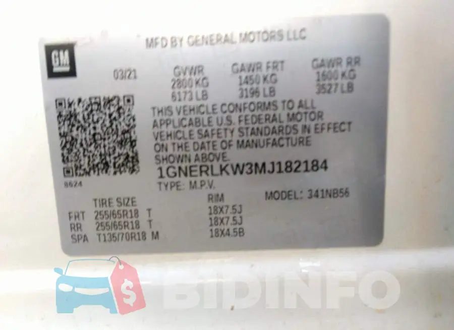 1GNERLKW3MJ182184 Photo# 9